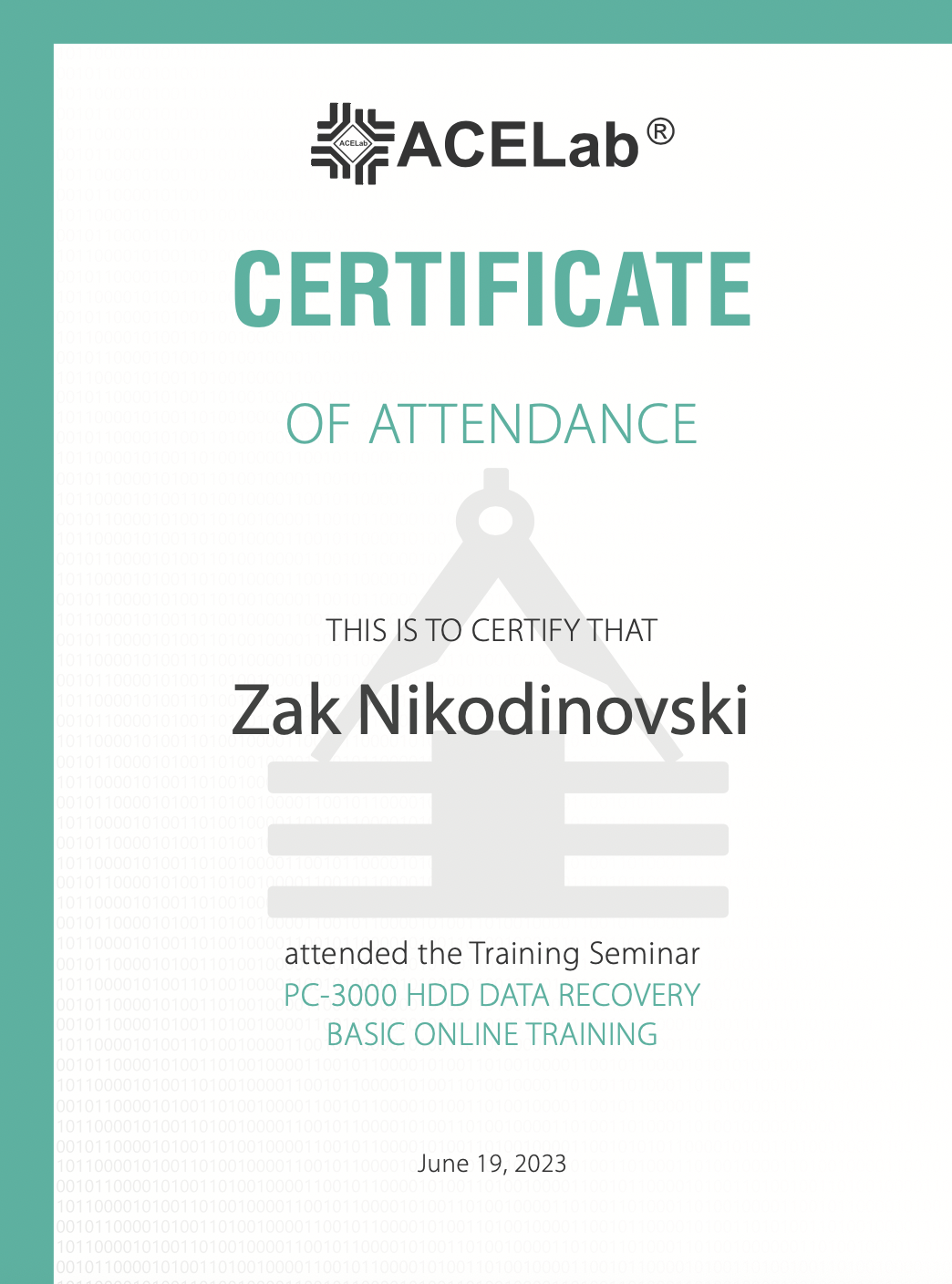 Certificate Data Recovery